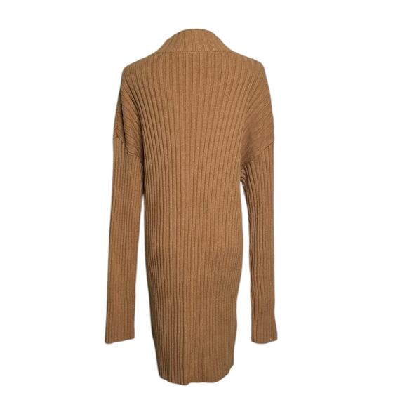 BP brown ribbed knit long sleeves high neck sweater mini dress size Small - Picture 2 of 11